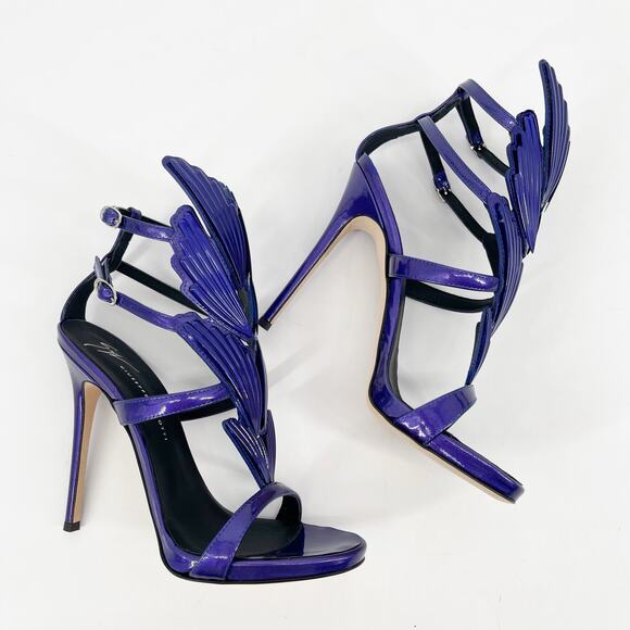 Giuseppe Zanotti Metallic Purple Cruel Alien Wing Stiletto Heel Sandals IT 37.5 - Picture 4 of 14